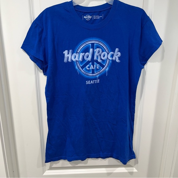 Hard Rock Cafe Seattle women's blue short sleeve graphic t-shirt size XXL - Picture 1 of 3